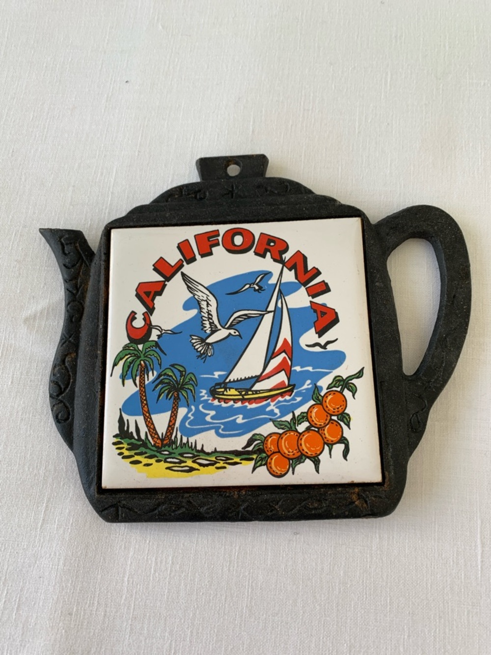 California Trivet - Metal and Tile - Vintage